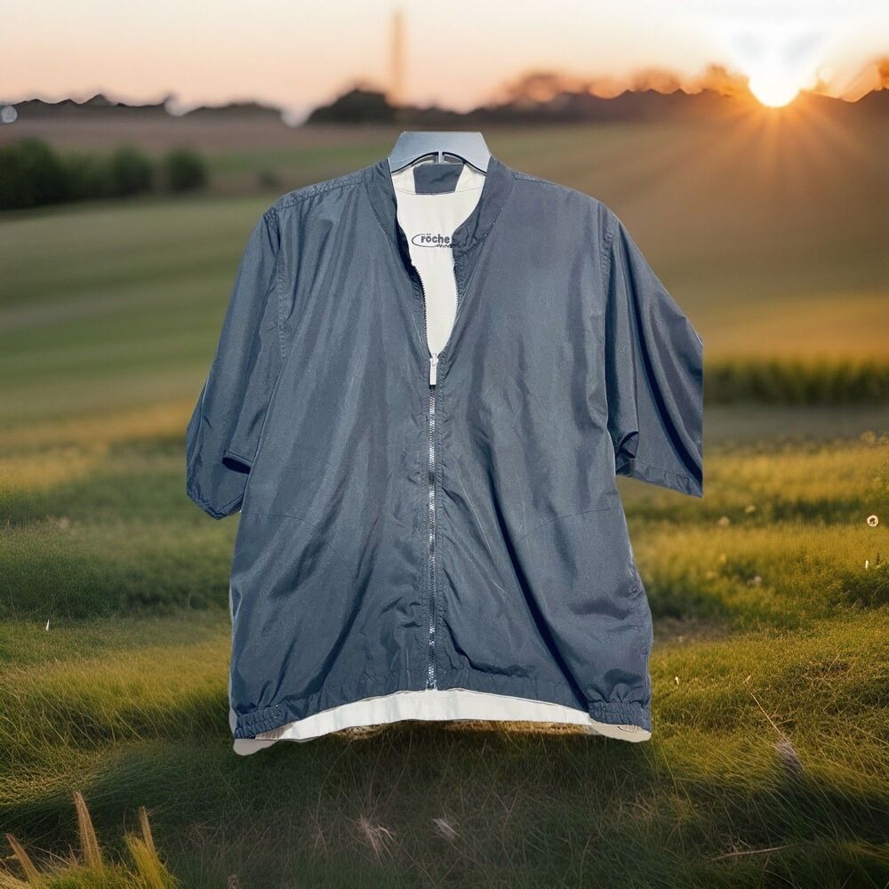 Roche Action Ware Men’s Golf Shirt Navy Full Zip Size Large #0178